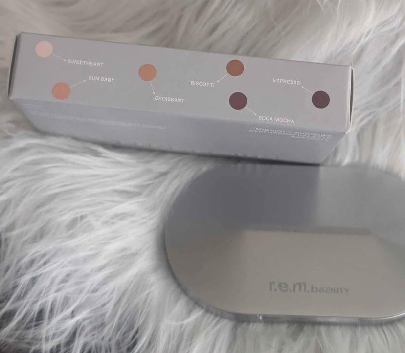 r.e.m beauty eyeshadow palette (Category: Makeup) located in Quezon City. Submitted by cheerupbby (Listing ID 1412382233, Image 2). Description: Just swatched. Will ship when I get back home to the Philippines in October/November 2026. Note: I will only bring what is SOLD. 📍 QC.