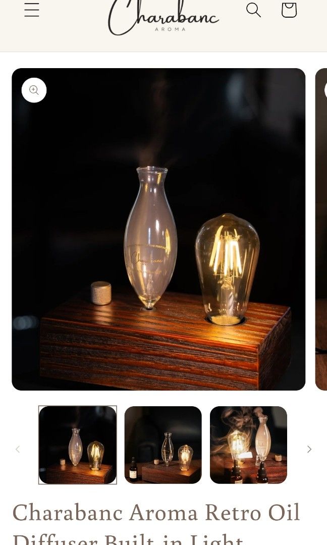 Retro Diffuser with light (Category: Home Fragrance) located in Singapore. Submitted by wiky_1708 (Listing ID 1412341699, Image 3). Description: Diffuser with light built in battery and rechargable (USB) Comes with light bulb Waterless essential oil Diffuser..