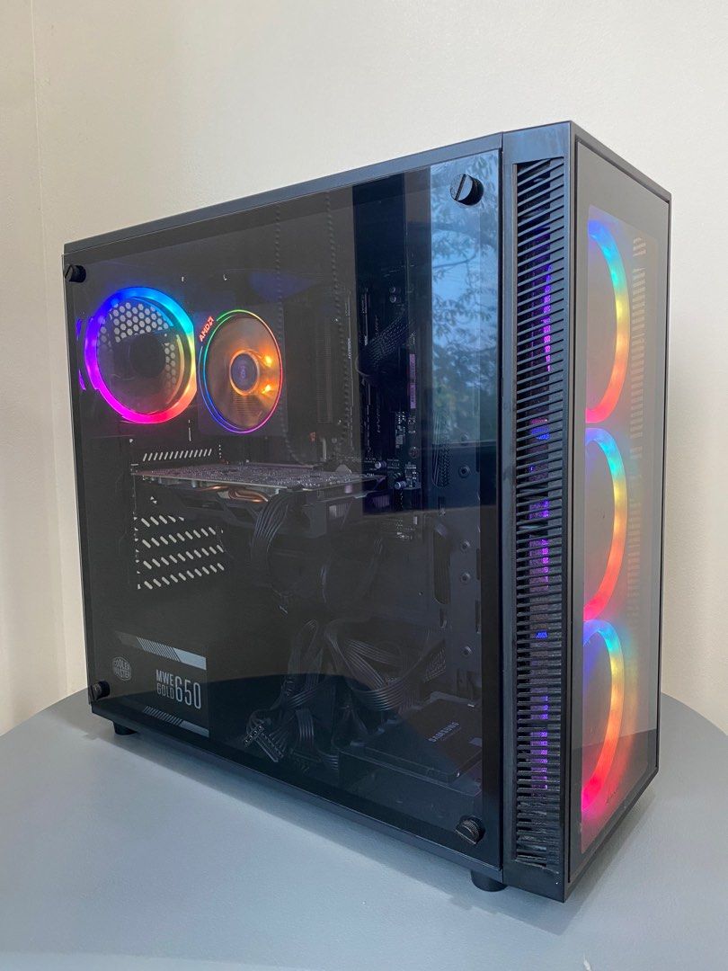 Ryzen 7 3700x Gigabyte B550M Aorus Pro (Category: Desktops) located in Antipolo. Submitted by waltgrace1967 (Listing ID 1412386613, Image 1). Description: Gigabyte B550M Aorus Pro AMD Ryzen 7 3700X Cooler Master MWE Gold 650 Samsung SSD 860 EVO 500GB Kingston HyperX Fury 16GB Single DDR4 3200MHz (x2 8GB) Sharkoon TG4 Box ATX RGB Black HP 24f 24” FHD (1920x1080) *Screw missing on case (see pic) *Wear on top of case (see pic) *Keyboard and Mouse no
