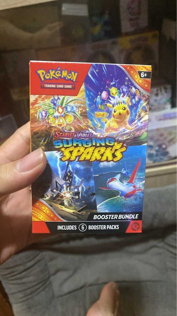 Surging Sparks Booster Bundle -Sealed (Category: Card Packs) located in Cavite. Submitted by rondelarosa21 (Listing ID 1412339666, Image 1). Description: - Pokemon TCG: Scarlet & Violet - Surging Meetup along Dasma Cavite or sta rosa nuvali Sparks Booster Bundle - Includes 6 booster packs - Recommended for ages 6+ - Features popular Pokemon like Pikachu - Ideal for collectors and players.