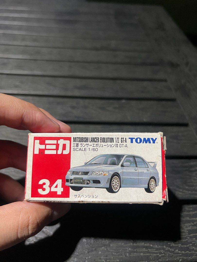 Tomica Mitsubishi Lancer Evolution VII GT-A (No. 34) (Category: Vehicle & Diecast Models) located in Santa Rosa. Submitted by _copman (Listing ID 1412467206, Image 1). Description: SUPER RARE! Comes with original box and plastic inserts. Vintage and Collectible Negotiable.