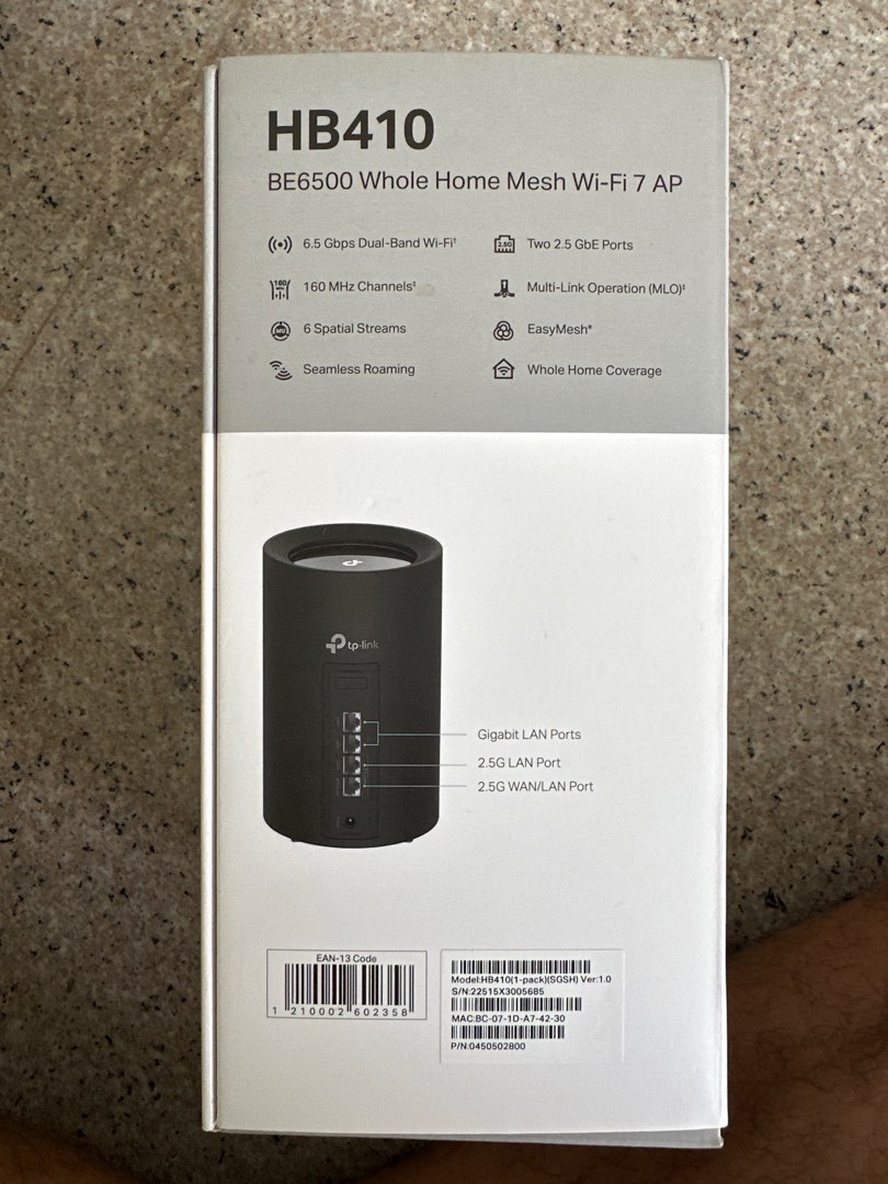 TP-Link HB410 BE6500 Whole Home Mesh Wi-Fi 7 Router, Computers & Tech ...