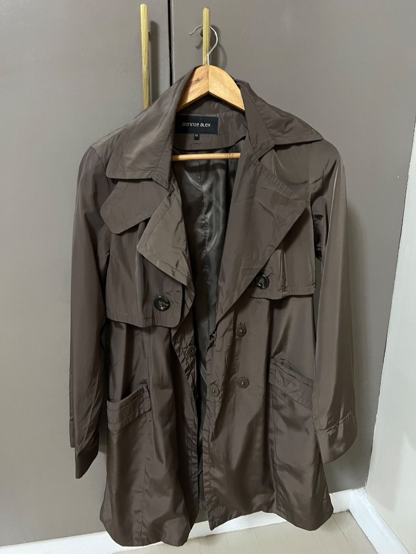 Trench Coat Brown/Taupe (Category: Coats, Jackets and Outerwear) located in Manila. Submitted by cluttercrushers (Listing ID 1412396217, Image 1). Description: Bonnie Alex trench coat in a brown or taupe color.