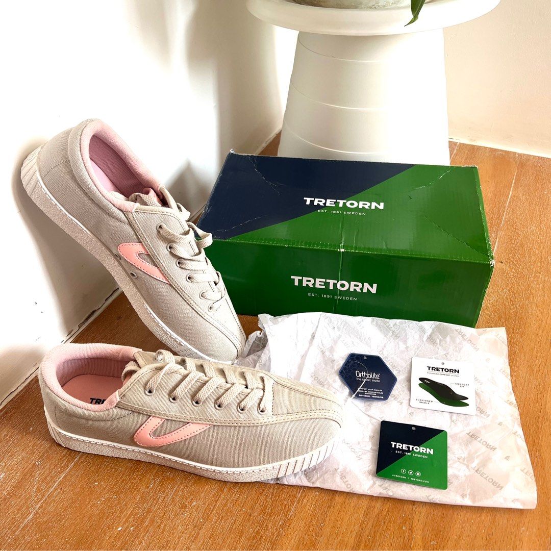 Tretorn Nylite Canvas Grey/Blush Sneakers (Category: Sneakers) located in Cabanatuan. Submitted by theforeigncargo (Listing ID 1401808109, Image 1). Description: - Brand new Tretorn Nylite Canvas sneakers - Size: 9.5 M - Includes original box and tags J&t ship only 269 luzon small box No lalamove im not from manila.
