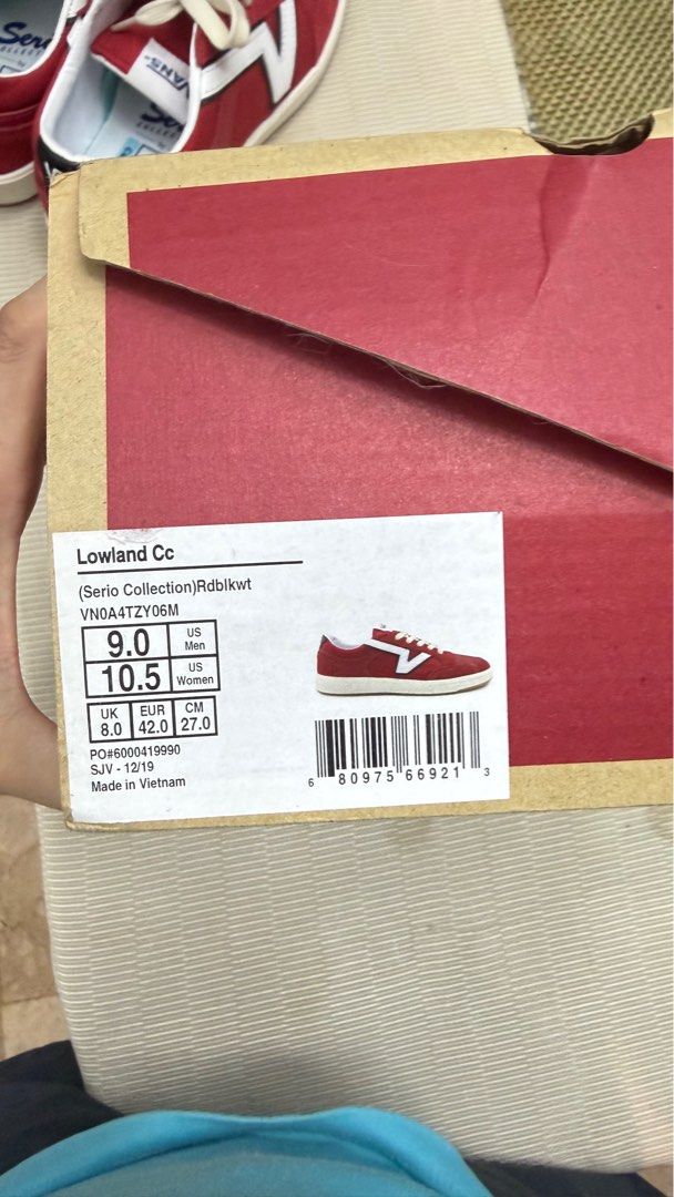 Vans Lowland CC Serio Collection Red Sneakers (Category: Sneakers) located in Mandaluyong City. Submitted by jodchua (Listing ID 1412438032, Image 2). Description: - Vans Lowland CC sneakers - Color: Red - Features white side stripe - ComfyCush insole - Size: US Men 9 / US Women 10.5 - Includes original box - Made in Vietnam.