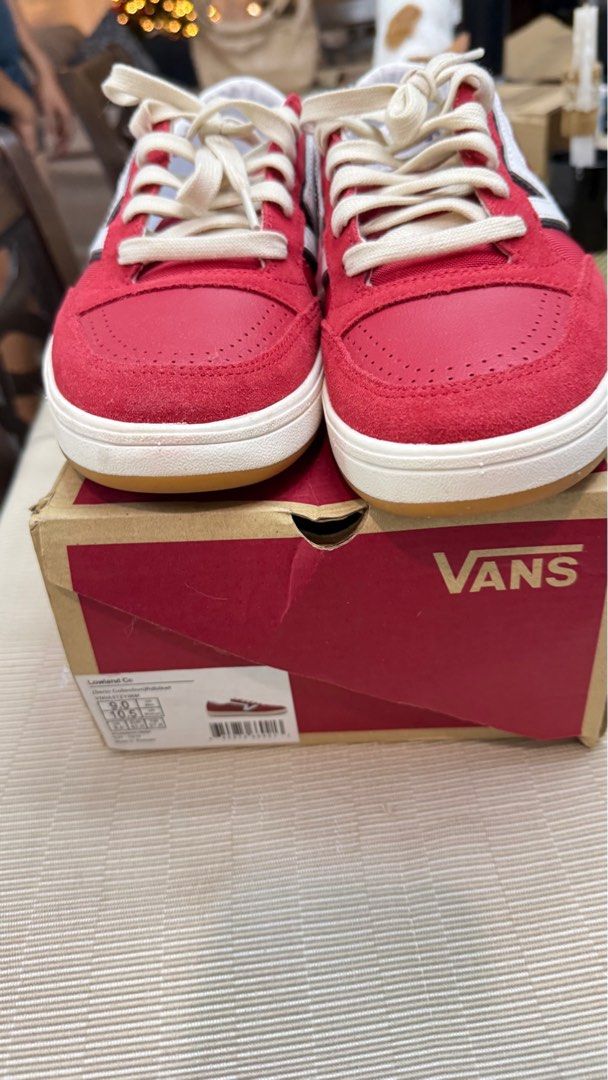 Vans Lowland CC Serio Collection Red Sneakers (Category: Sneakers) located in Mandaluyong City. Submitted by jodchua (Listing ID 1412438032, Image 1). Description: - Vans Lowland CC sneakers - Color: Red - Features white side stripe - ComfyCush insole - Size: US Men 9 / US Women 10.5 - Includes original box - Made in Vietnam.