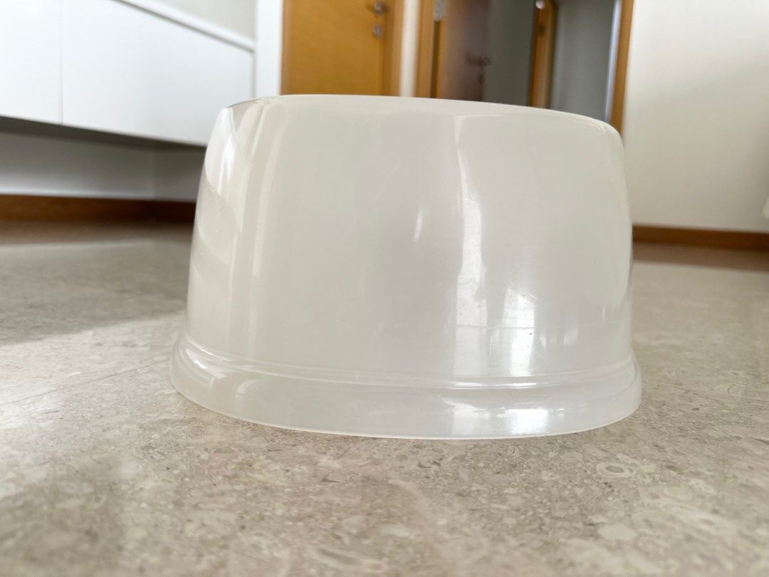 Mini Stool Translucent White (Category: Bathroom & Kitchen Fixtures) located in Singapore. Submitted by febii (Listing ID 1412379036, Image 2). Description: • Condition: Lightly used. Used for a short period as a stepping stool at sink for 1 kid who is now tall enough to use the sink. • Measurement - top surface (oblong shape): 22cm X 17cm • Measurement - height: 14.5cm 🚫 No mailing for free items. Only face-to-face dealing with sincere and genu