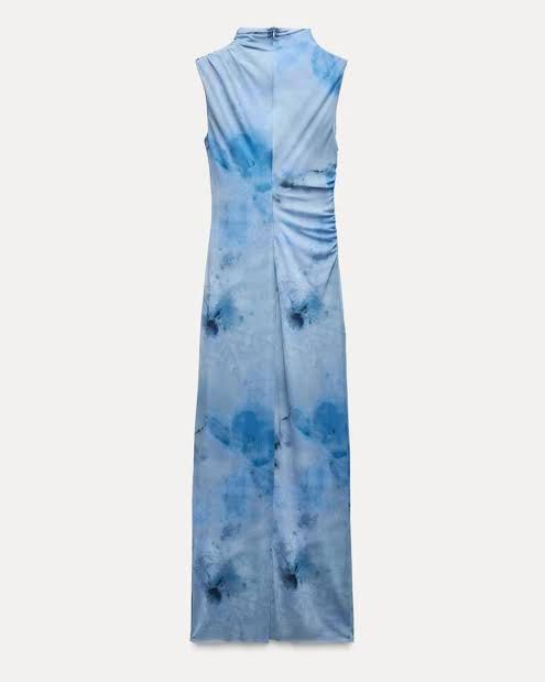 Zara Draped Midi Dress (Category: Dresses) located in Taguig. Submitted by cathco (Listing ID 1412341558, Image 3). Description: Brand: Zara Size: S Details: > blue draped midi dress > with lining > soft body-hugging tulle fabric > no tag, but never worn.