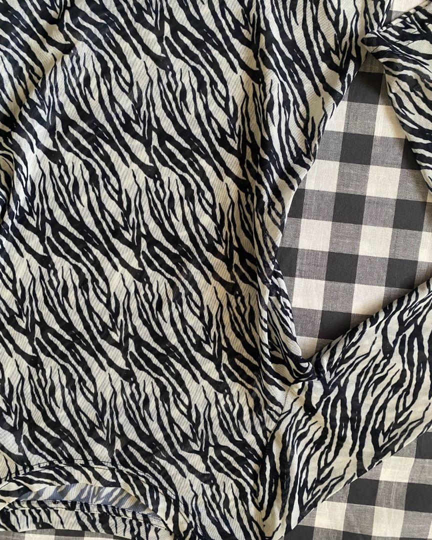 Zebra Print Long Sleeve Blouse (Category: Blouses) located in Manila. Submitted by caimixed (Listing ID 1412488920, Image 2). Description: ♪ ͜໑ ⑅ 🪽 Zebra Print Long Sleeve Blouse ✿ size small to medium, kind of see through and it's stretchable flaws: none 10/10 condition !! Mode of Delivery: J&T, buyer always handles shipping fee Mode of Payment: Gcash or Gotyme.