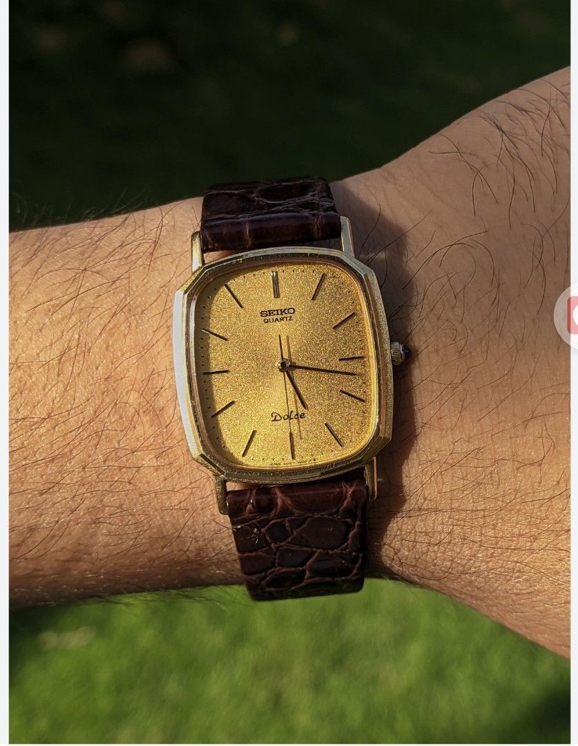 1982 Seiko Dolce (Category: Luxury Watches) located in Baguio. Submitted by ashzachary (Listing ID 1407688411, Image 3). Description: 1982 Seiko Dolce As is only Condition :Excellent condition Color rate 9.5/10 code 6030-5550 Japan gold na gold pa issues use na bracelet palitang nyo na lng if gusto nyo No flaws Super ganda sa personal Pm. More details Good quality Plsss 📌No Bogus 📌No return MOP What you see is what you get PALAWAN, CEBUNA GCASH