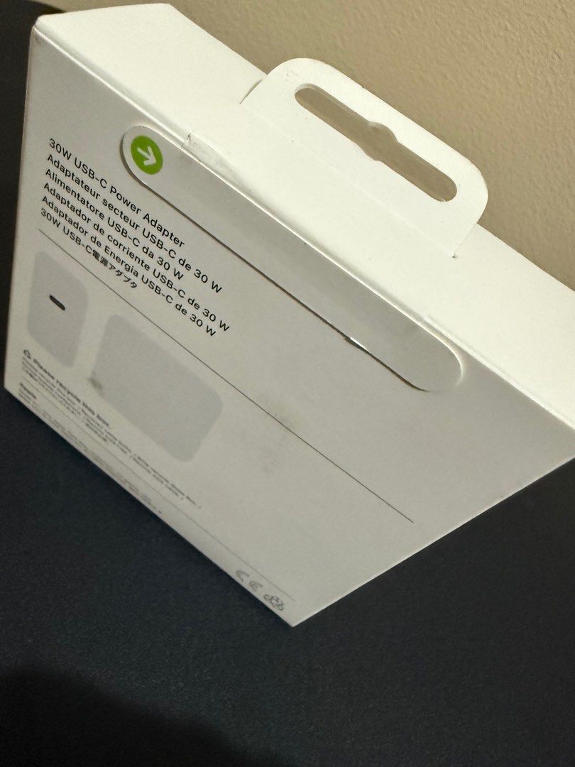 Apple 30W USB-C Power Adapter Original (Category: Chargers & Cables) located in Manila. Submitted by youngwolf-7e1e (Listing ID 1407714470, Image 2). Description: - Original Apple 30W USB-C Power Adapter - Brand new condition - Designed for fast charging - Features a sleek, minimalist Apple design - Compatible with various USB-C devices.