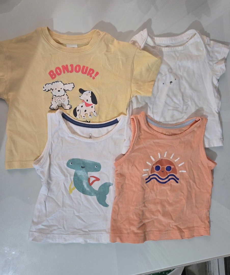 Baby Tops Bundle (Category: Babies & Kids Fashion) located in Manila. Submitted by declutteringeomma (Listing ID 1407661109, Image 1). Description: Yello shirt from h&m the rest from mothercare.