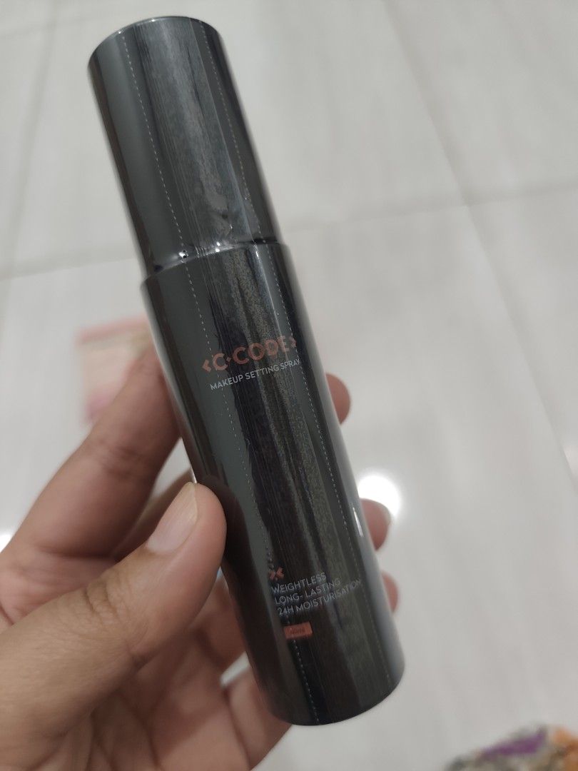 C-Code Makeup Setting Spray (Category: Makeup) located in Marang. Submitted by waapreloved (Listing ID 1407686791, Image 1). Description: C-Code makeup setting spray. It is a weightless, long-lasting, and hydrating moisturizer. Made in Malaysia and exclusively available at Watsons. The ingredients include water, butylene glycol, sodium gluconate, sodium lactate, phenoxyethanol, ethylhexylglycerin, sodium majus extract, and citric acid..