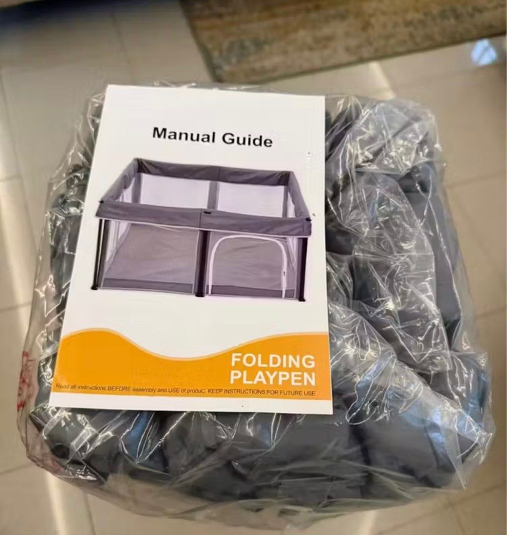 Foldable Playpen - Easy to Fold and Store (Category: Cots & Cribs) located in Marikina City. Submitted by itsjaneee (Listing ID 1407581561, Image 2). Description: Selling my son’s foldable playpen Never used - only opened for checking *Easy setup and storage: Folds and unfolds in seconds. *Space-saving design perfect for travelling *130x130cm *Compact when folded: Measures 65cm (height) x 20cm (width) .