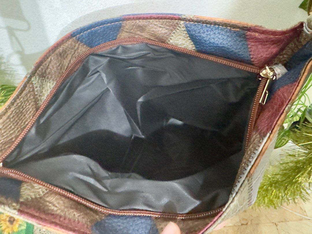 Geometric Patchwork Shoulder Bag with removable strap. Can be sling bag. Gift idea. (Category: Shoulder Bags) located in Makati City. Submitted by hello_ph (Listing ID 1407644385, Image 3). Description: Good size: 11.60 in x 10. 80in Perfect for everyday use / doing errand Spacious interior Zipper closure.