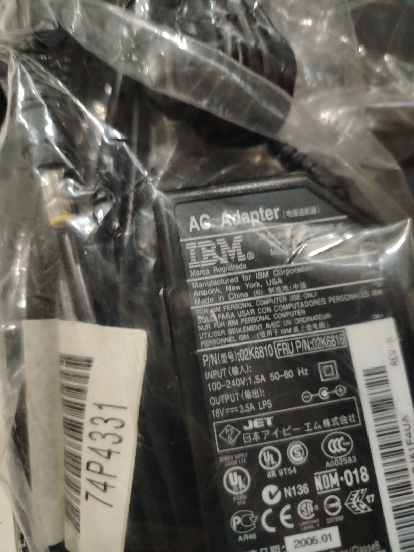 IBM ThinkPad 56W AC Adapter (Category: Cables & Adaptors) located in Quezon City. Submitted by 09277011179 (Listing ID 1407690460, Image 2). Description: .. brandnew / in not sealed box .. 56W 16V output pm for faster transaction.