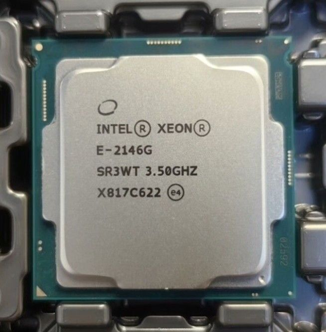 Intel Xeon E-2146G Processor (Category: Computer Parts) located in Jelutong. Submitted by luigi0000 (Listing ID 1406501898, Image 1). Description: Intel Xeon E-2146G Processor 6 cores 12 threads 3.5/4.5 GHz 12MB L3 cache P630 UHD graphics 80W TDP Support on C242, C246 motherboard. (Required moding to support B150/B250/B360/Z170/Z270/Z370 motherboard).