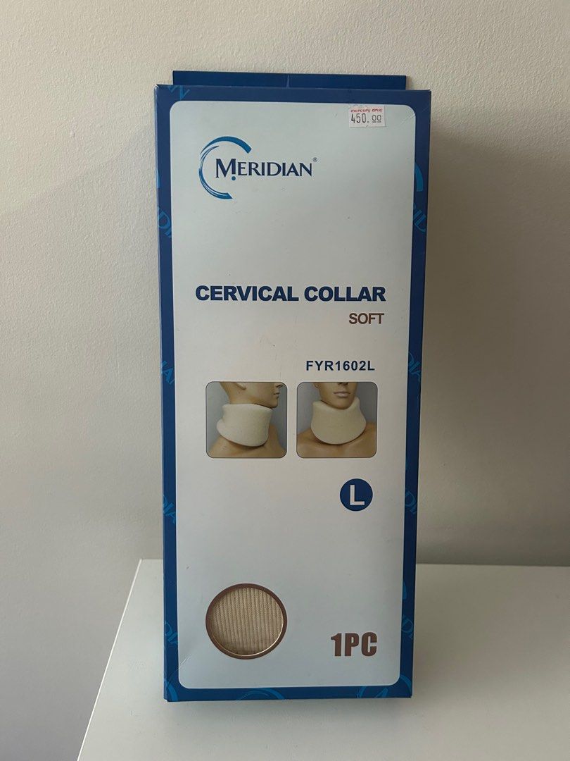 Meridian Cervical Collar Large (Category: Medical Supplies & Tools) located in Pasig City. Submitted by caaamel (Listing ID 1407613225, Image 1). Description: Used only once for a Halloween costume. No stains or flaws. Bought for 450 at Mercury Drug. .