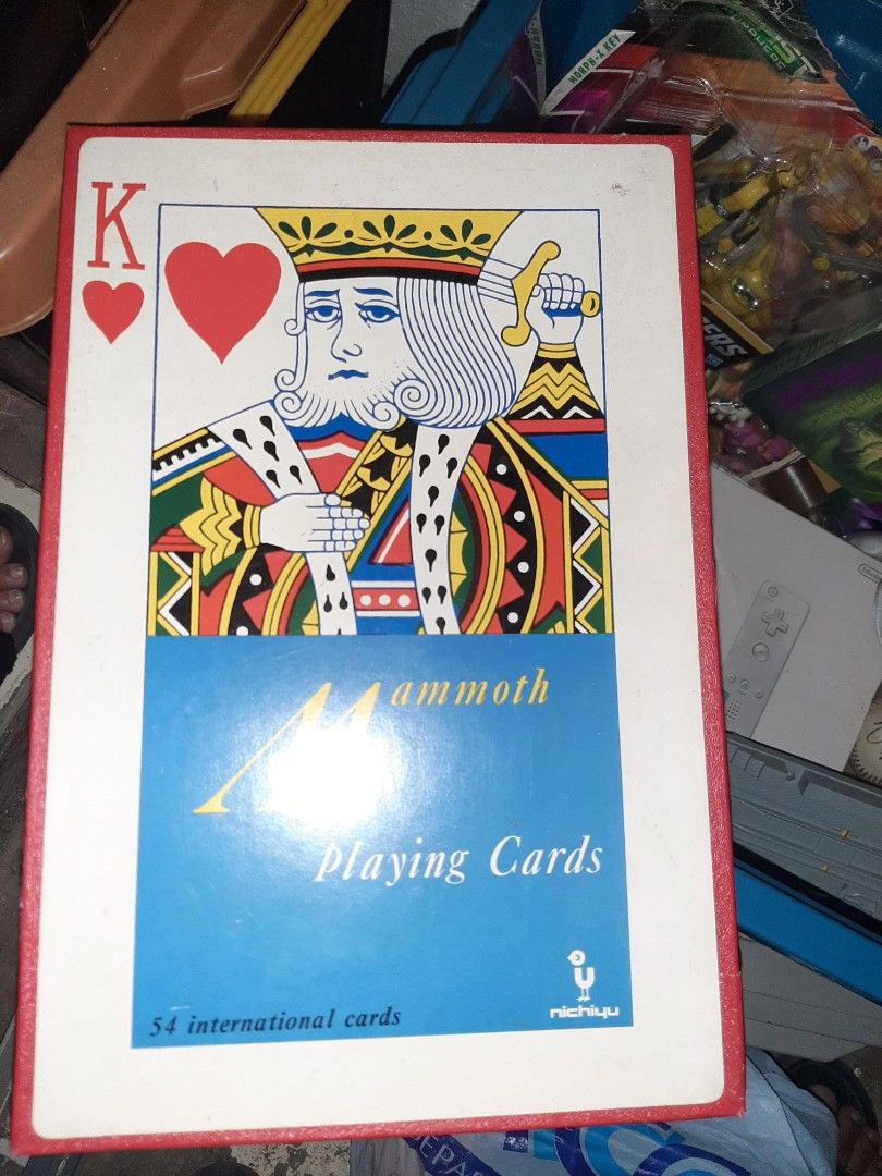 Nichiyu Mammoth 54 Jumbo Playing Cards Deck (Category: Board Games & Puzzles) located in Zamboanga. Submitted by lcomprendio26013 (Listing ID 1407645196, Image 1). Description: 👁PLEASE READ THE DESCRIPTION BEFORE YOU CHAT ME👍 Authentic Brand: Nichiyu size: Jumbo size 📢📢pg hnd aq makarply dto sa carousel paki messge aq sa peysbuk SEARCH LZ FIGURE AND STUFF📢📢.