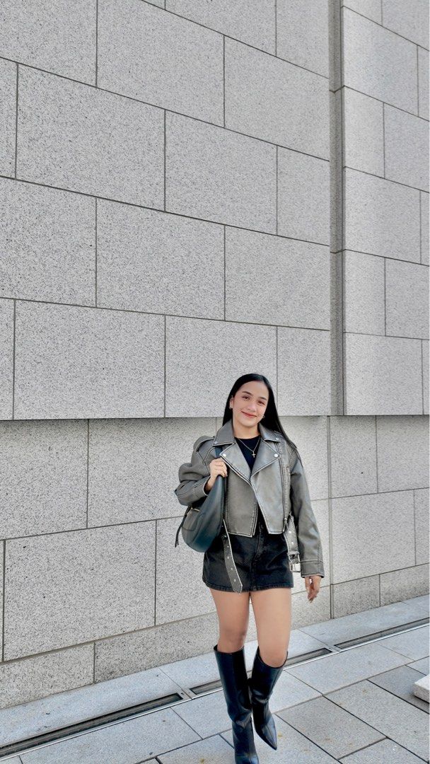Shein Leather Jacket (Category: Coats, Jackets and Outerwear) located in San Juan City. Submitted by declutterclosetcleanup (Listing ID 1407639322, Image 2). Description: Used once.