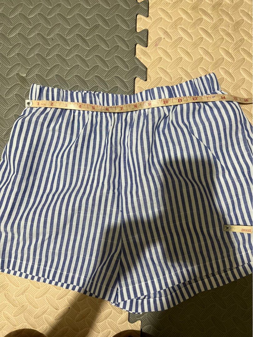 Shein striped lounge linen shorts (Category: Shorts) located in Bulacan. Submitted by solovedbyjel (Listing ID 1407715011, Image 3). Description: Never worn! Brand new. Fits m-l.