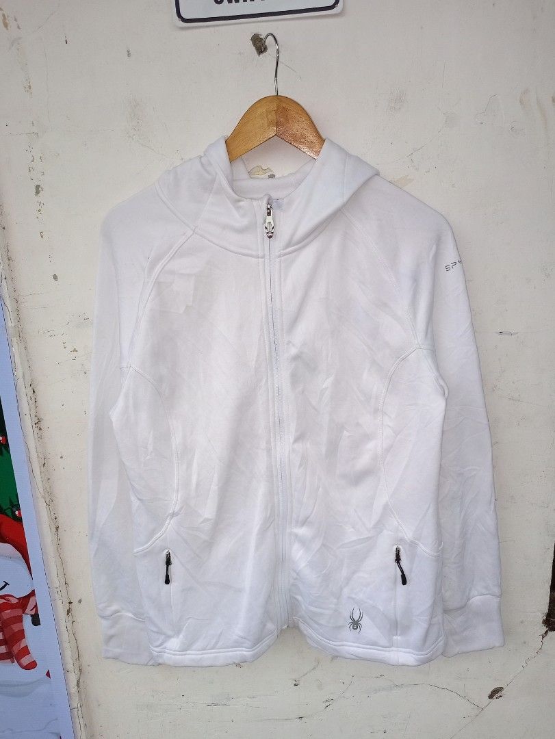 Spyder White Hooded Jacket (Category: Coats, Jackets and Outerwear) located in Manila. Submitted by street.hustlin (Listing ID 1407642265, Image 1). Description: Spyder Hayer Women's Hoodie Size - Large Width - 21 Length - 27 Excellent Condition No major flaw PHP 599 Location Santiago City Isabela ‼️ .