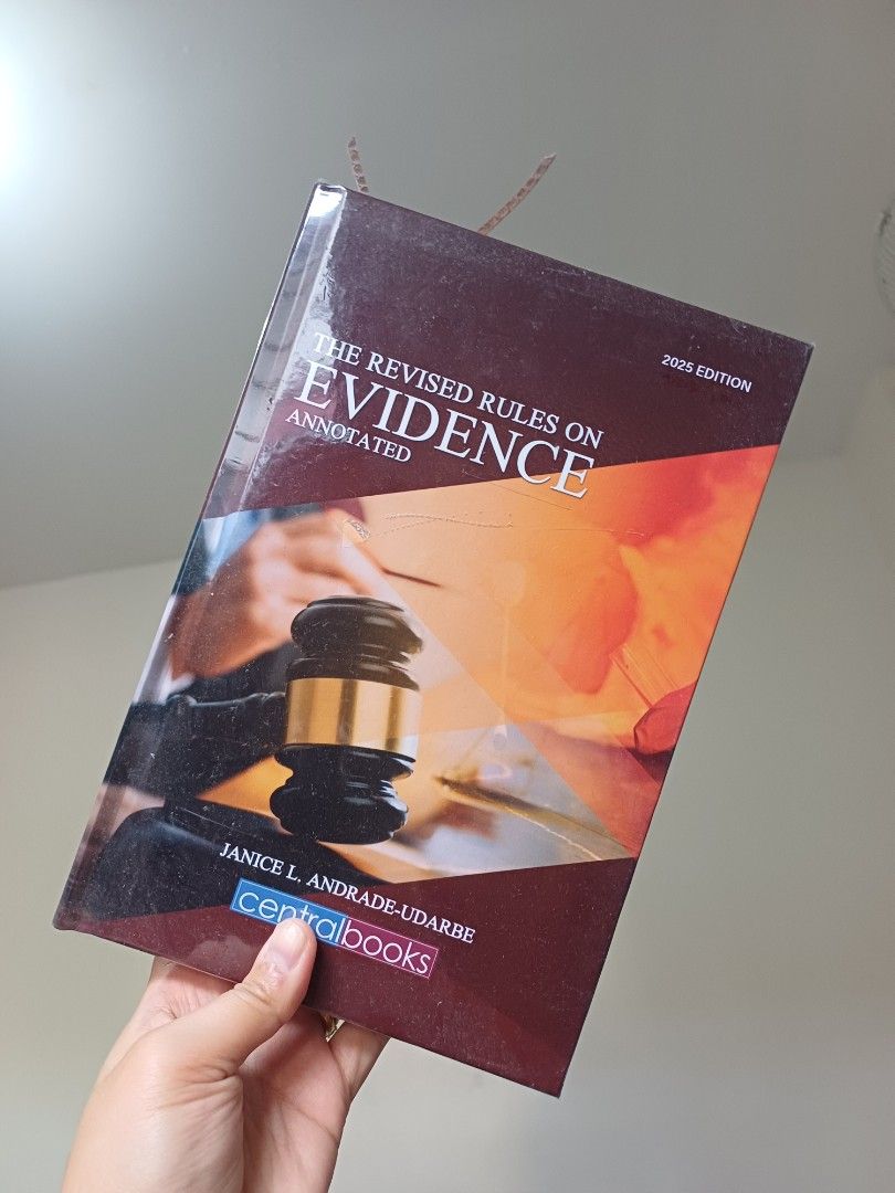 The Revised Rules on Evidence Annotated (Category: Textbooks) located in Paranaque City. Submitted by potatoiceblended (Listing ID 1407633804, Image 1). Description: Book is the Revised Rules on Evidence Annotated by Janice L. Andrade-Udarbe. It is a Centralbooks publication, 2020 edition. The back cover features a brief biography of the author..