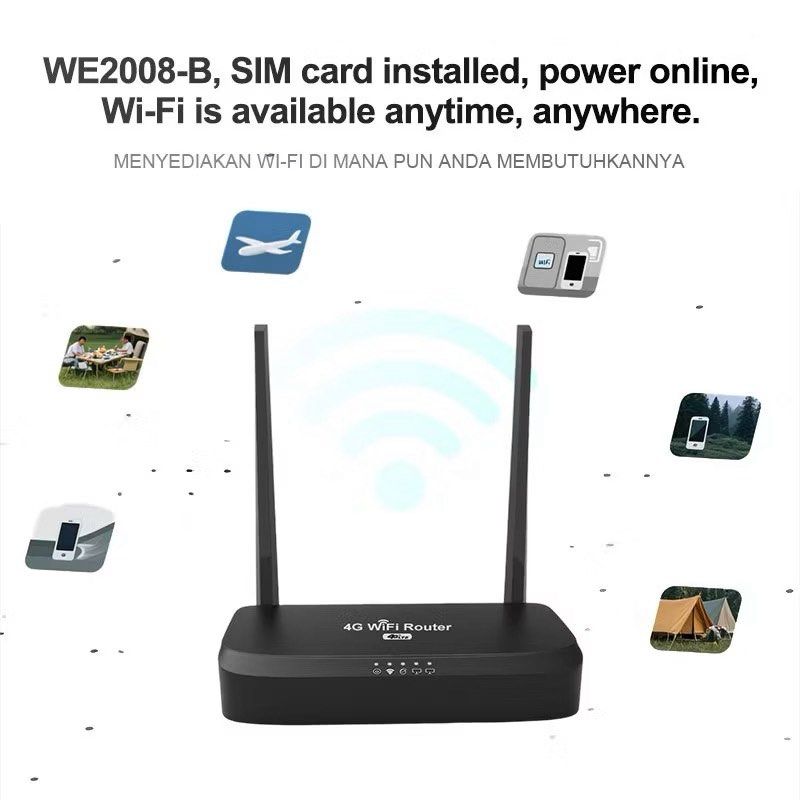 ZBTlink WE2008-B 4G WiFi Router (Category: Networking) located in Quezon City. Submitted by bluefrenchorn (Listing ID 1407587193, Image 2). Description: Enjoy high-speed internet with this ZBTlink WE2008-B 4G WiFi Router. It features 4 external adjustable antennas for strong signal penetration and wide coverage. Supports 32 Wi-Fi users and offers a high velocity of 300 Mbps. It has a SIM card slot and LAN cable options. Wi-Fi is available anytime