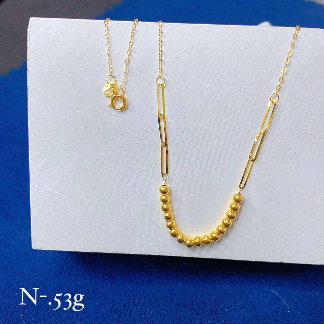 18K Saudi Gold Link & Bead Necklace (Category: Necklaces) located in Manila. Submitted by velvetfox (Listing ID 1410040197, Image 2). Description: Experience modern elegance with this stunning 18k Saudi gold necklace. Featuring a unique design with elongated links and a delicate arc of gold beads, this piece adds a touch of sophistication to any outfit. Perfect for those who appreciate minimalist yet eye-catching jewelry. 💯Pawnable/ Nasasangla �