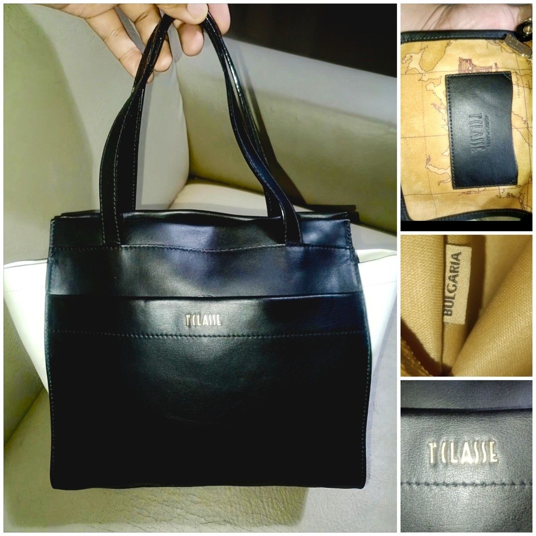 1°CLASSE ALVIERO MARTINI MAP two-way Sling & Hand Bag (Category: Luxury Bags & Wallets) located in Victoria. Submitted by Kristoff_007 (Listing ID 1412530321, Image 2). Description: Hardwares are still shiny, Gold, no signs of scuffing Unisex, Real Leather, Map Bag Shape can be trapeze style or a square-tote bag Detachable Sling Bag Soft Leather Black and white theme on the exterior complement both casual and formal wears Clean interior No stains