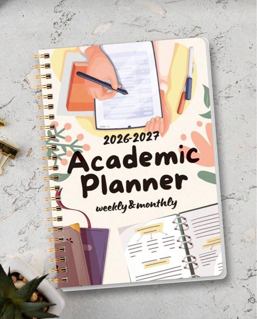 A4 Size Spiral 15-minute Academic Monthly Planner 2026-2027 PU Leather Softcover Appointment Book