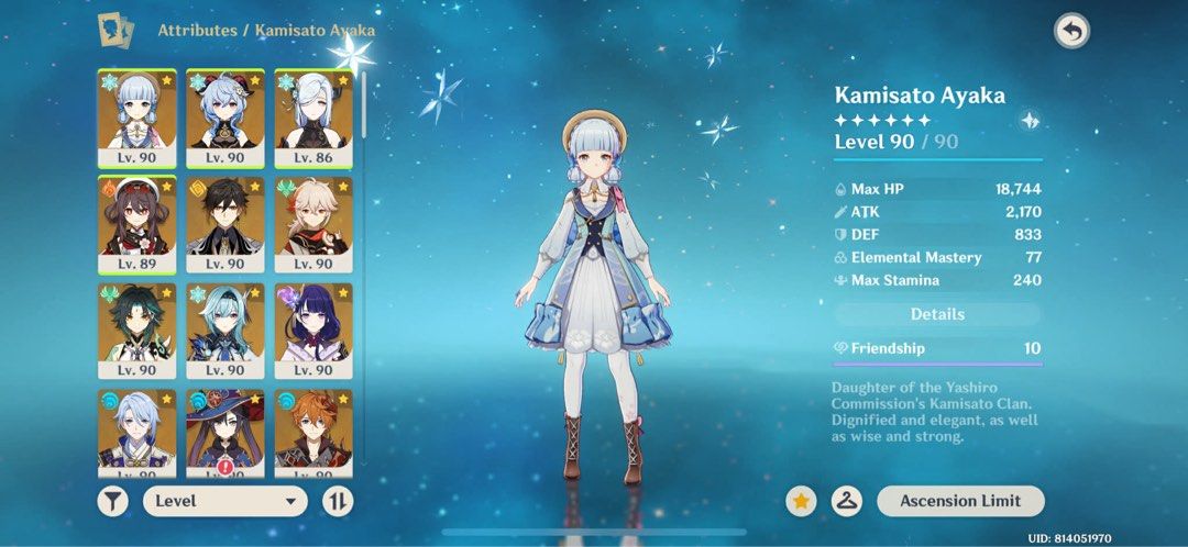 43x5 MIDGAME Genshin Impact Account (Category: Others) located in Puerto Princesa. Submitted by erainepo (Listing ID 1412528496, Image 1). Description: surrender email LIMITED 5 STAR CHARACTERS: Ayaka + skin Ganyu + skin Shenhe + skin Hutao + skin Yelan + skin Zhongli Kazuha Xiao + Sig Eula Raiden Ayato + sig Childe Albedo Venti Navia Yae miko Emilie + sig Nahida Clorinde Kinich Neuvillette Mualani Mavuika Ningguang, lisa, fischl, and barbara hav