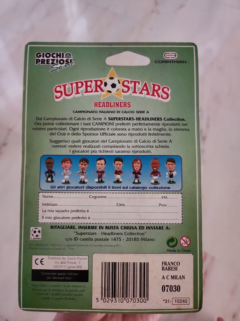 Ac Milan Legend Franco Baresi Prostars Corinthian Figurine, Toys