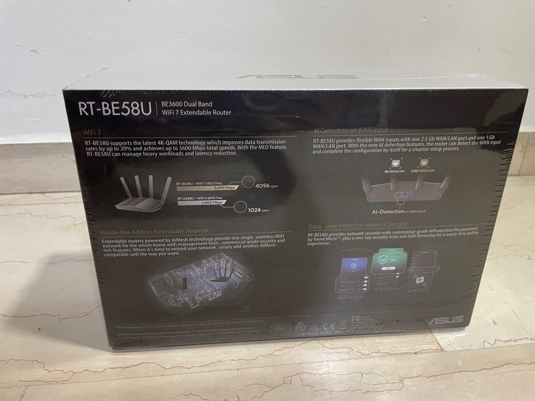 [BNIB] ASUS RT-BE58U WiFi 7 Router | BE3600 Dual-Band | Sealed ...