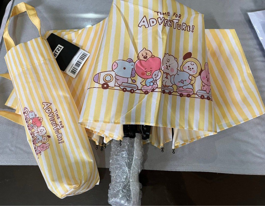 BT21 Umbrella (Time for Adventure) (Category: Umbrellas) located in San Pablo. Submitted by roseperez (Listing ID 1412595459, Image 1). Description: BT21 Umbrella Official merch 🤍 Automatic Yellow/ White stripes Brandnew still with tag .