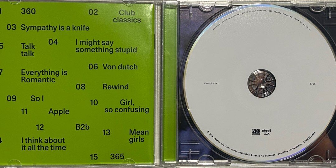 Charli XCX - brat (CD) (Category: Portable Audio Accessories) located in Manila. Submitted by tehexcx (Listing ID 1412650863, Image 2). Description: - has a small dent at the bottom center of the case - original price was 1,090 pesos RFS: i already have the brat remixes CD .