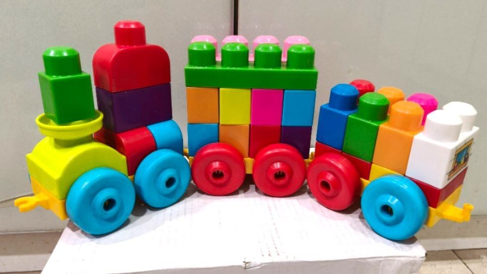 Colorful Mega Blocks Train Set with Pink Car, Hobbies & Toys, Toys ...