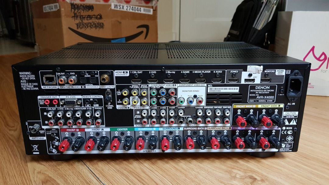 Denon AVR-X4000 AV Receiver (Category: Soundbars, Speakers & Amplifiers) located in Manila. Submitted by gavchan (Listing ID 1412583286, Image 2). Description: Selling my pre-loved Denon AVR-X4000. This is a powerful, high-end 7.2 channel receiver known for its warm, detailed sound and premium Audyssey MultEQ XT32 room correction. Perfect for a serious home theater setup or high-quality music listening. Denon AVR-X4000 AV receiver ✔️ 7.2 -channel