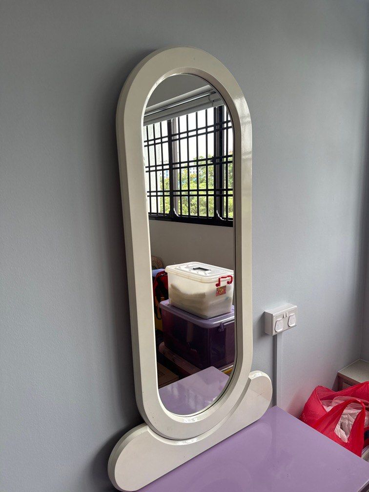 Dressing Table (Category: Shelves, Cabinets & Racks) located in Singapore. Submitted by kathy260 (Listing ID 1412547480, Image 2). Description: Moving out sale! Dressing Table with Mirror 76cm (length) x 175cm (height) x 42cm (depth) Lightly used and in very good condition. Retail at $400++ when purchased. Collection at Jurong East Street 32 before 31 January 2026..