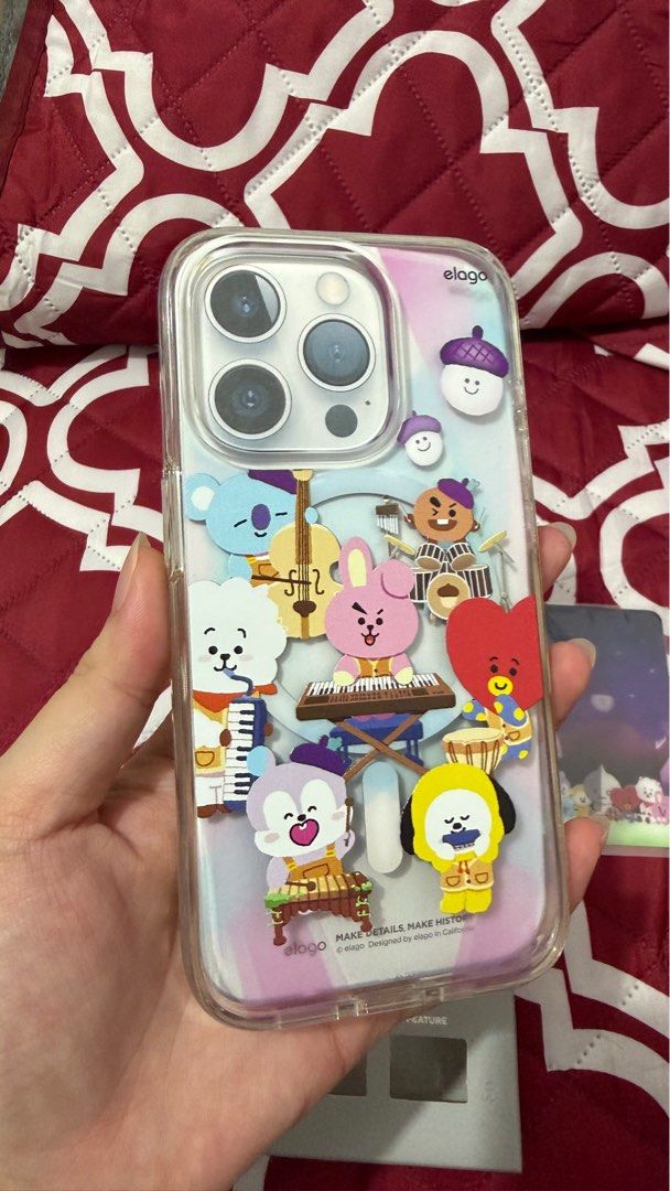 Elago BT21 iPhone 15 Pro phone case (Category: Cases & Sleeves) located in Pasig City. Submitted by lianalovesss (Listing ID 1412530460, Image 3). Description: - Elago BT21 phone case for iPhone 15 Pro. - Features a vibrant BT21 character design. - Magnetic hybrid design. - MagSafe compatible. - 1k only Loc. Rosario pasig.