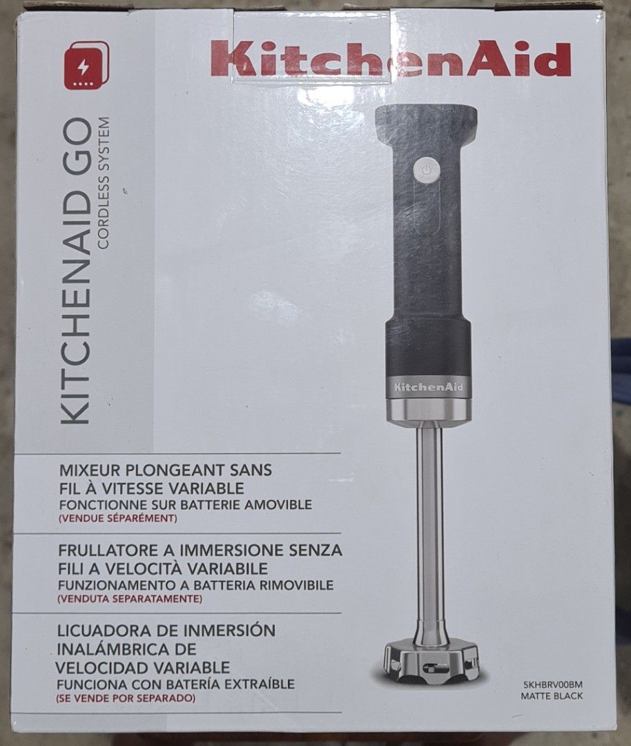 KitchenAid Go Cordless Hand Blender (Category: Juicers, Blenders & Grinders) located in Pio Duran. Submitted by henzelhannah (Listing ID 1412708443, Image 3). Description: PTPA; KitchenAid Go Cordless Hand Blender - Color: Matte Black - Condition: New and unused - Features variable speed - Cordless design - Requires removable battery (sold separately) - Mall Price Php9,995.00 09159248299.