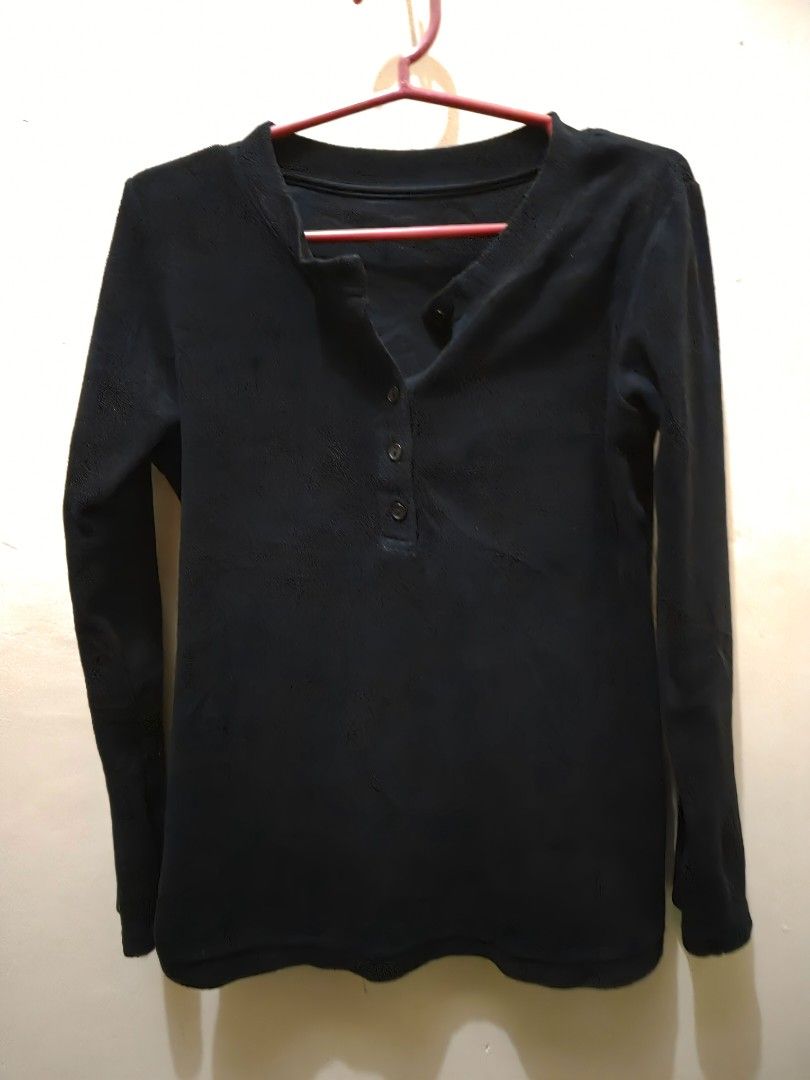 Long Sleeve Henley Shirt (Category: Sleeveless) located in Mandaluyong City. Submitted by mjoh_12345 (Listing ID 1412697728, Image 1). Description: - Long-sleeved Henley shirt - Features a three-button neckline - Classic and simple design - Made of soft, textured fabric - Solid color - Ideal for cooler temperatures.