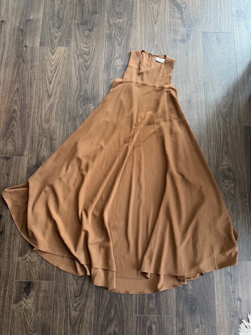 love bonito brown dress Love Bonito brown satin midi dress with cross bank