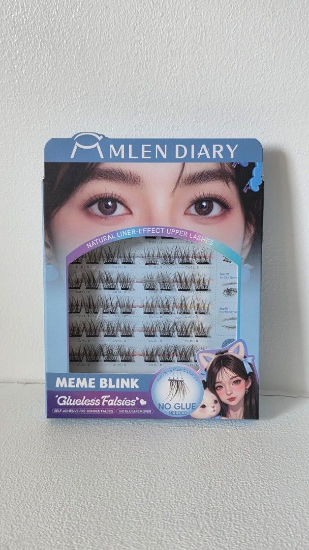 MLEN DIARY Glueless False Eyelashes (Category: Makeup) located in Quezon City. Submitted by likhaniluntian (Listing ID 1412596491, Image 2). Description: MLEN GLUE-FREE LASHES - 200 Idol -180 each bobo boom & Meme blink (SOLD BOTH) -200 Bling (SOLD) RFS: Decluttering MOP: GCASH, Maya, Gotyme, BPI MOD: SDD/J&T LOC: RODRIGUEZ, RIZAL.