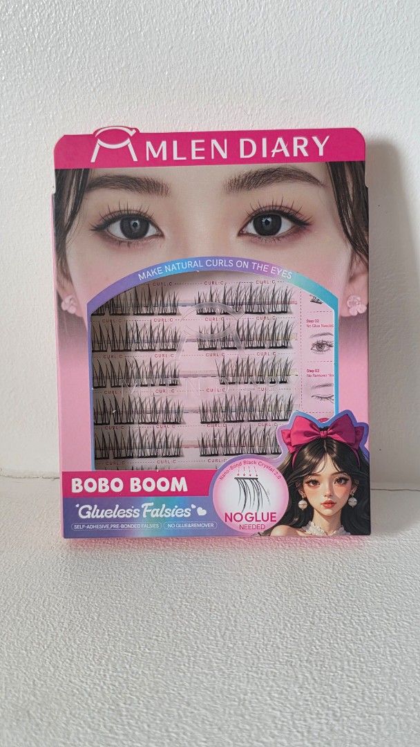 MLEN DIARY Glueless False Eyelashes (Category: Makeup) located in Quezon City. Submitted by likhaniluntian (Listing ID 1412596491, Image 3). Description: MLEN GLUE-FREE LASHES - 200 Idol -180 each bobo boom & Meme blink (SOLD BOTH) -200 Bling (SOLD) RFS: Decluttering MOP: GCASH, Maya, Gotyme, BPI MOD: SDD/J&T LOC: RODRIGUEZ, RIZAL.