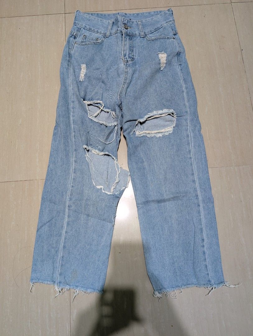 Pastel Ripped Blue Jeans (Category: Jeans) located in Batangas. Submitted by psmingming (Listing ID 1412533767, Image 1). Description: Unsure of the size but could go ahead and measure it myself if interested ^^ Still Negotiable! 🖤.