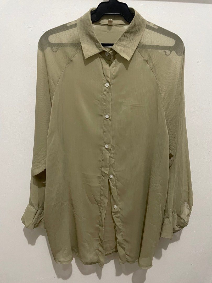 Pleated see-through Long Sleeve Top Unisex (Category: Longsleeves) located in Manila. Submitted by fromthearchives (Listing ID 1412653734, Image 1). Description: Type: Pleated see-through Long Sleeve Top Unisex Size: L-XL Color: Olive Beige Price: ₱180 .