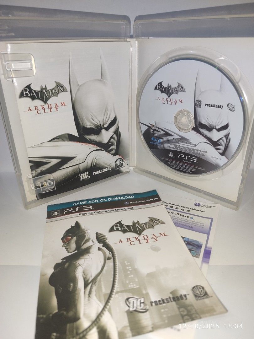 PS3 - Batman Arkham City (PRE-OWNED) (Category: PlayStation) located in Mendez-Nunez. Submitted by sf2_gameshop (Listing ID 1412632708, Image 3). Description: PLEASE READ CONDITION: Pre-owned item but still in good condition. Tested working. It comes with a game manual and inserts, but the DLC code is untested. GENRE: Action-adventure, stealth MODE: Single-player REGION: 3 - Asia VOICE: English IN-GAME Text: English MANUAL: English Feel free to c