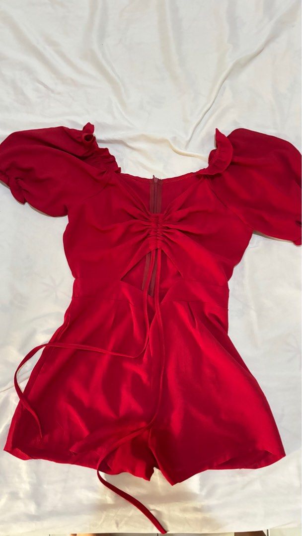 Red romper puffy sleeve (Category: Rompers) located in Quezon City. Submitted by steffo_declutters (Listing ID 1412601943, Image 1). Description: .