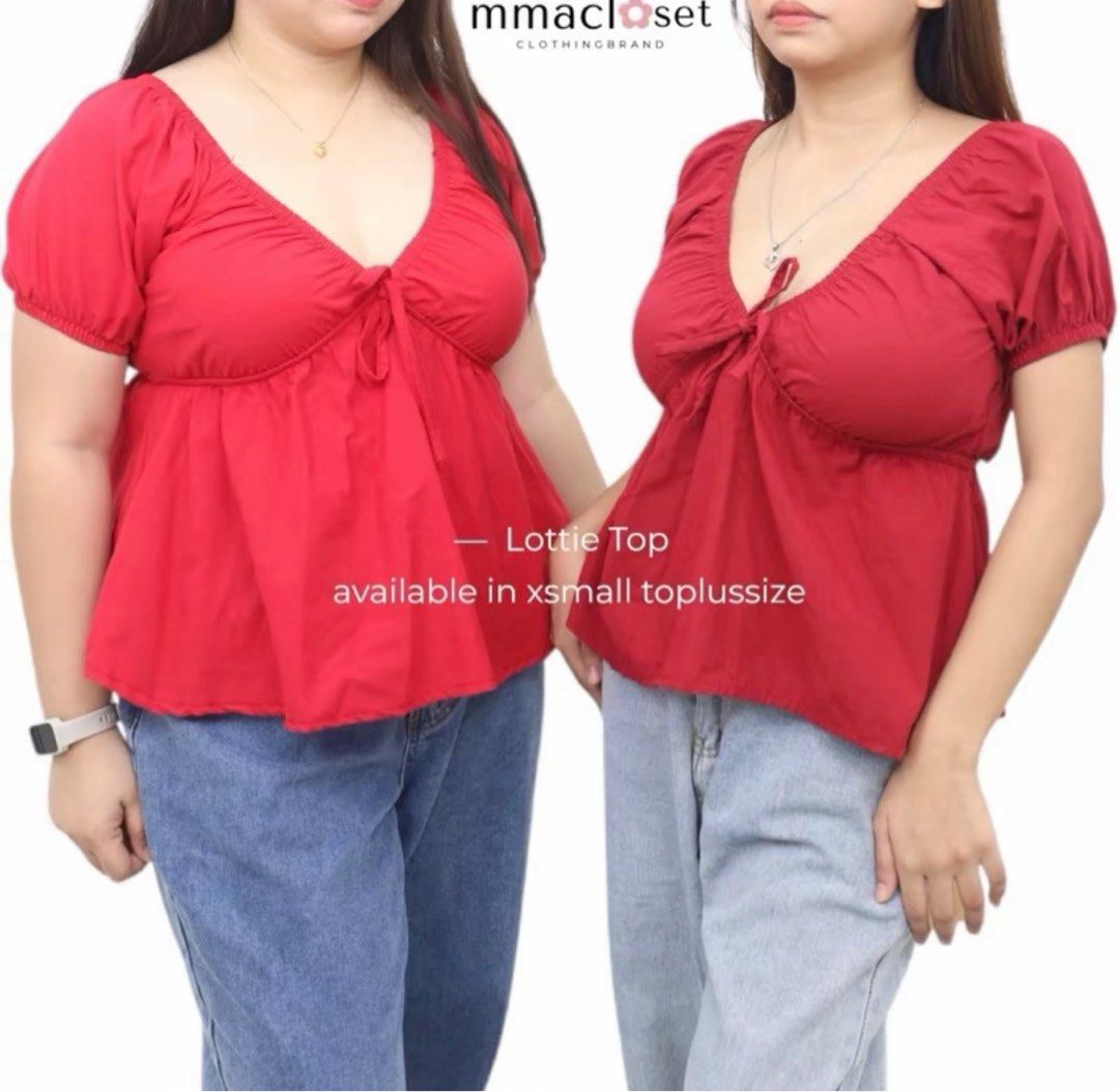 Red-Maroon Peplum Top Plus size (Category: Blouses) located in Tanza. Submitted by helpashdeclutter (Listing ID 1412709387, Image 3). Description: used once. size PLUS SIZE (see pic for measurement).
